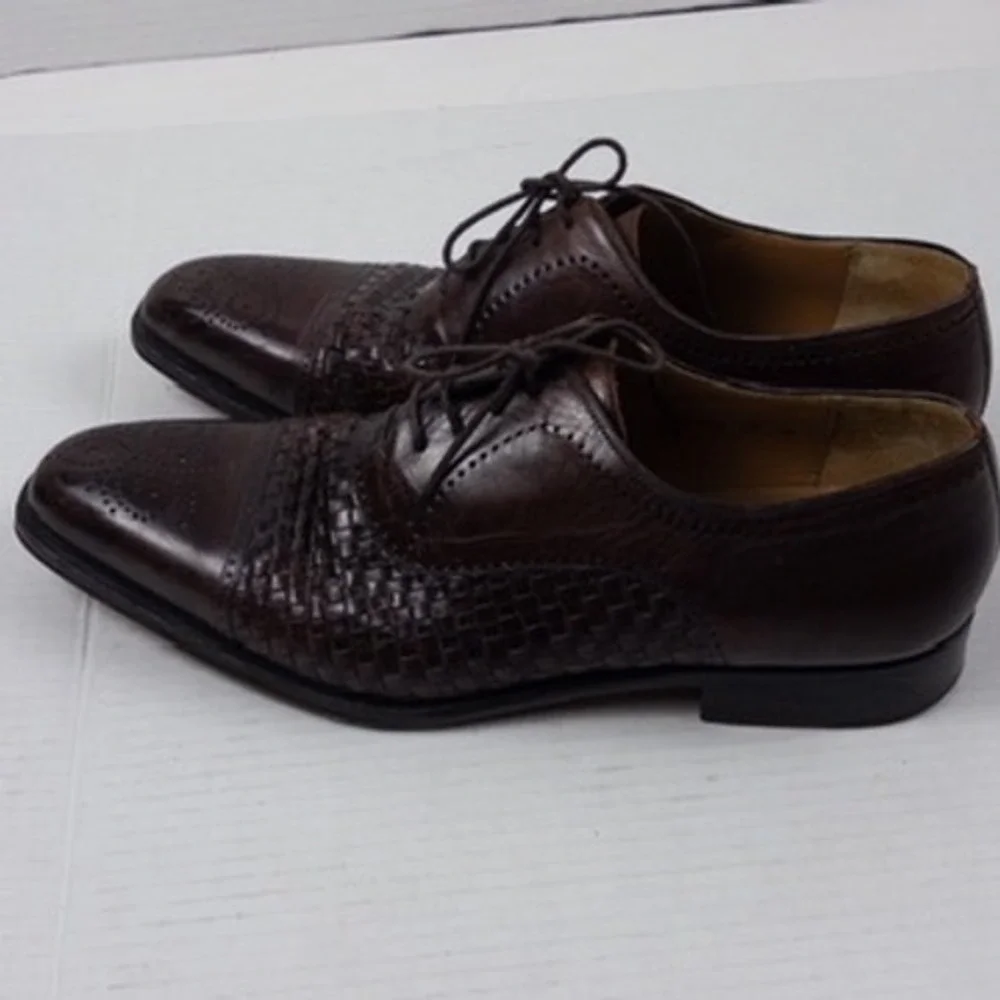 Magnanni Oxford Woven Leather Cap-Toe Derby Mens 12 Brown‎ Dress Shoes 15073